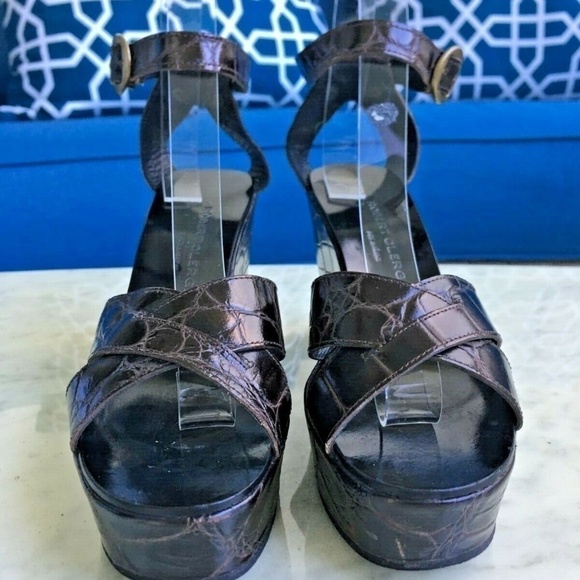 AUTHENTIC ROBERT CLERGERIE WEDGE PLATFROM SANDALS 38.5 - 8 1/2 - Picture 4 of 7